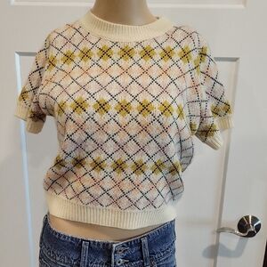 Willow Argyle Sweater in Yellow and Cream